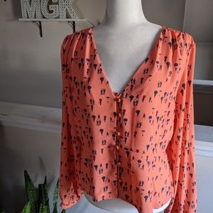 Harkel Umbrella Print Long Sleeve Blouse Size 14